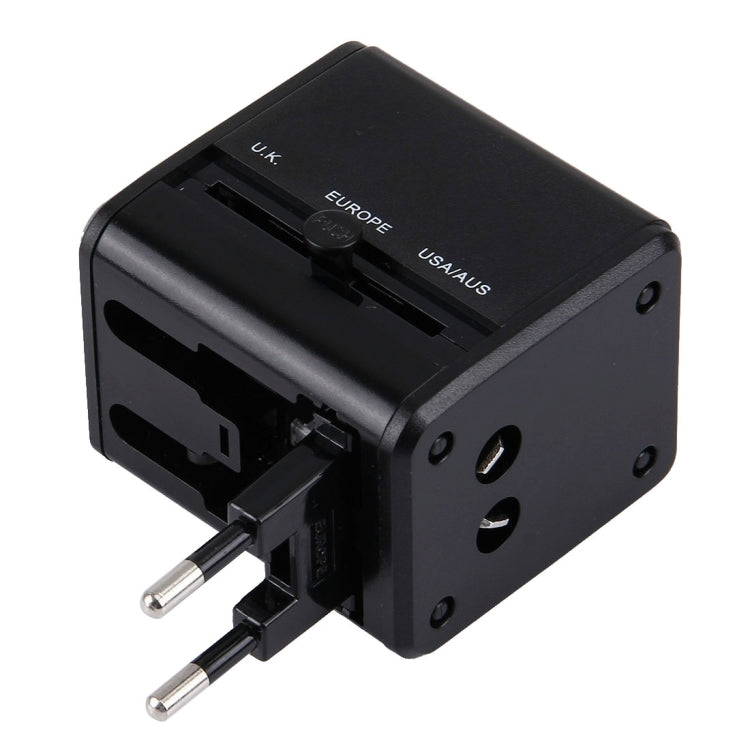 محول عالمي عالمي للسفر بمقابس مخفية مع شاحن مدمج بمنفذي USB للولايات المتحدة والمملكة المتحدة وأستراليا والاتحاد الأوروبي