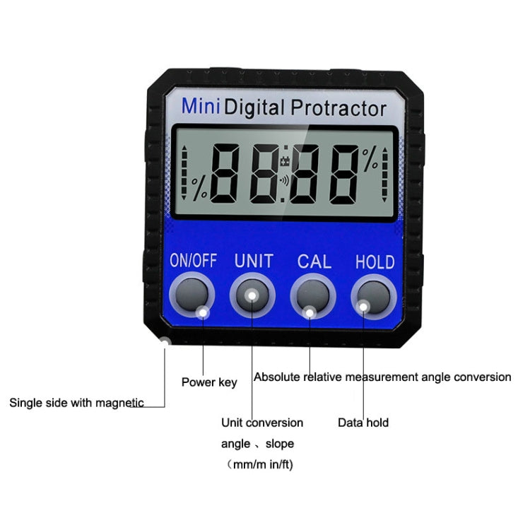 Mini Multi-angle Flip Strong Magnetic Adsorption Angle Ruler Digital Display Inclinometer, Adsorption Angle Ruler