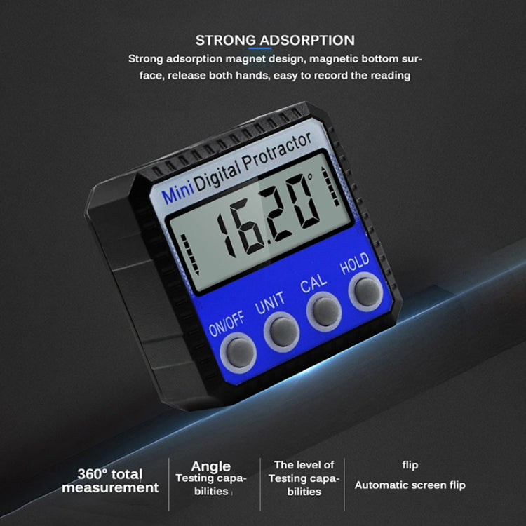 Mini Multi-angle Flip Strong Magnetic Adsorption Angle Ruler Digital Display Inclinometer, Adsorption Angle Ruler