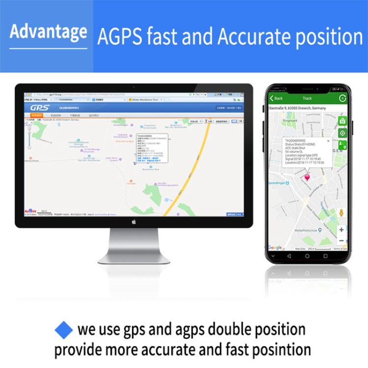 جهاز تتبع TK203 4G GPS / GPRS / GSM شخصي / بضائع / حيوان أليف / حقيبة طوق حيوان أليف في الوقت الفعلي، TK203