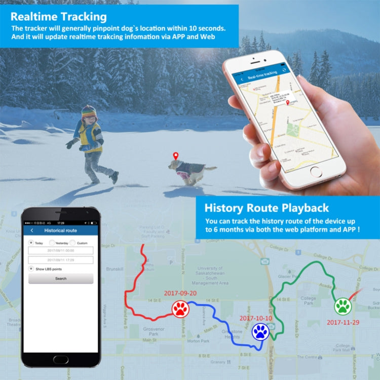 جهاز تتبع الحيوانات الأليفة TK-909 GPS / GPRS / GSM، طوق الحيوانات الأليفة، جهاز تتبع في الوقت الفعلي، TK-909