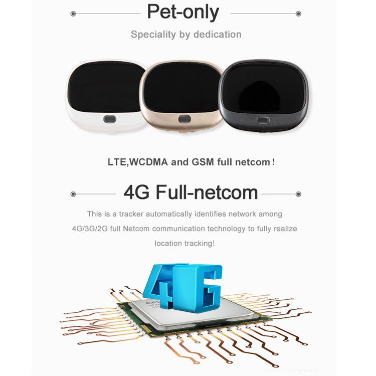 RF-V43 A Style IP67 Waterproof GPS + LBS + WiFi Pet Locator Pet Collar Tracking Device For Asia/Europe/Africa/Australia, RF-V43 A Style (White), RF-V43 A Style (Black), RF-V43 A Style (Gold)