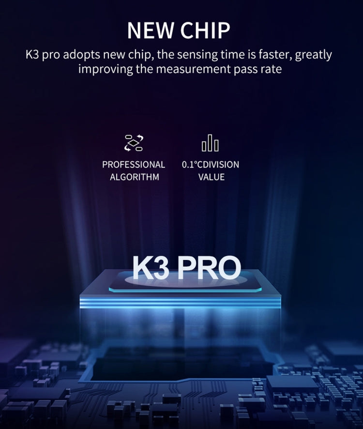 جهاز قياس الحرارة بالأشعة تحت الحمراء K3 Pro بدون لمس للجبهة والجسم، حساس للضوء، شاشة عرض LCD مقاس 2.8 بوصة، K3 Pro