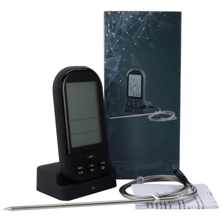 TS-HY62 مقياس حرارة رقمي لاسلكي لطهي الطعام والشواء (أسود)، مسبار واحد