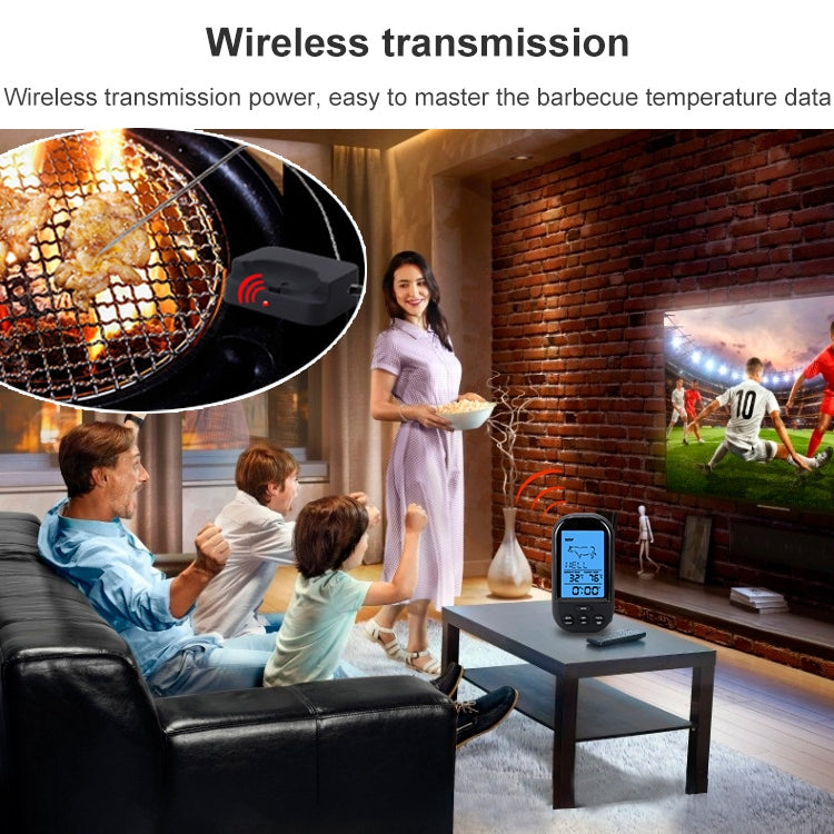 TS-HY62 مقياس حرارة رقمي لاسلكي لطهي الطعام والشواء (أسود)، مسبار واحد