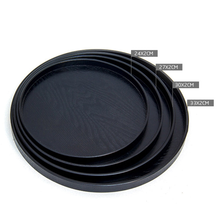 Creative Round Solid Wood Tea Tray Hotel Wooden Tay Storage Tray, Diameter: 30cm, Black, Diameter: 30cm