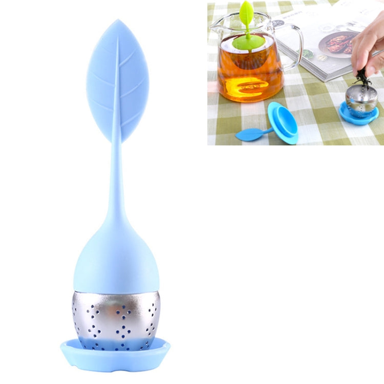 Stainless Steel Leaf Shape Silicone Tea Bag Tea Strainers, Rose Red, Baby Blue