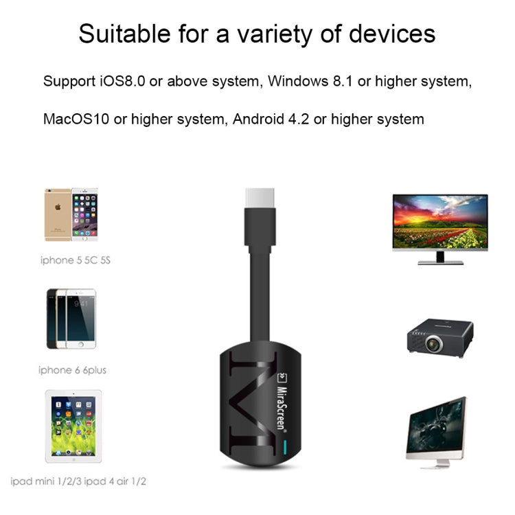MiraScreen G4 دونجل HDMI لاسلكي عالي الدقة 1080 بكسل TV Stick مشغل وسائط WiFi Miracast، G4