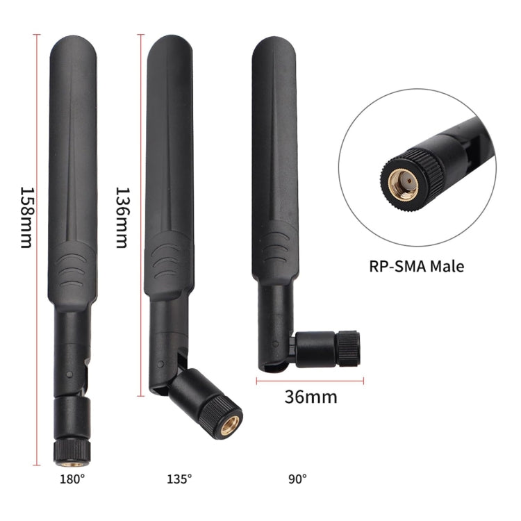 2 x 6dBi 2.4GHz 5GHz Dual Band WiFi RP-SMA Male Antenna + 2 x 35CM RP-SMA IPEX MHF4 Pigtail Cable for M.2 NGFF WiFi WLAN Card