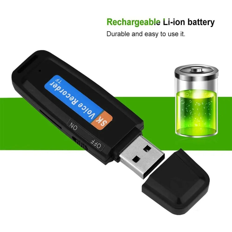 SK001 Rechargeable U-Disk Portable USB Voice Recorder, No Memory