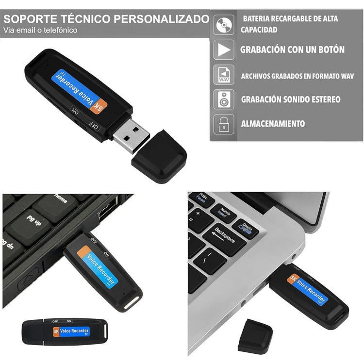 SK001 Rechargeable U-Disk Portable USB Voice Recorder, No Memory