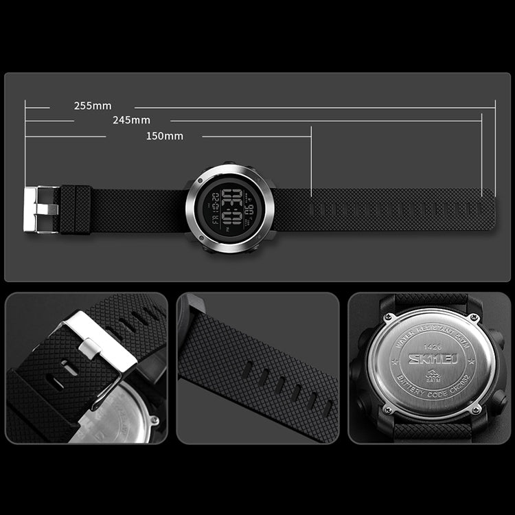 SKMEI 1426 Multifunctional Outdoor Fashion Noctilucent Waterproof White Machine Rubber Ring Digital Watch