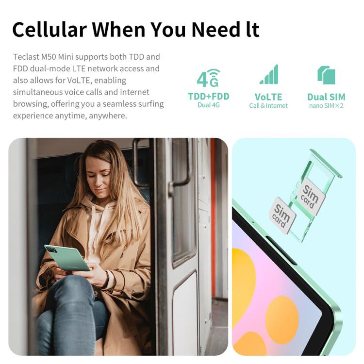 تابلت تيكلاست M50 ميني واي فاي، 4 جيجابايت + 128 جيجابايت، 8.7 بوصة، أندرويد 15، Unisoc T606 ثماني النواة، M50 ميني