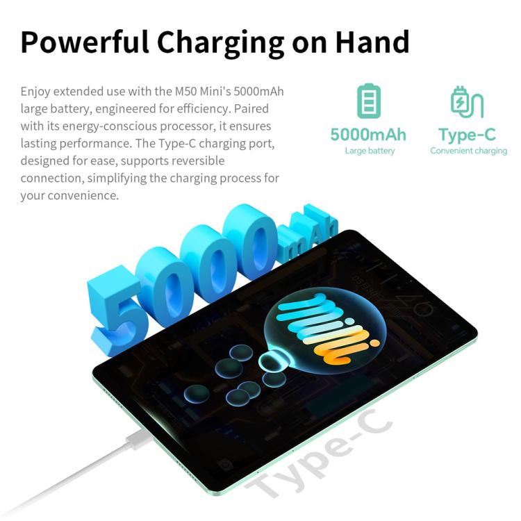 تابلت تيكلاست M50 ميني واي فاي، 4 جيجابايت + 128 جيجابايت، 8.7 بوصة، أندرويد 15، Unisoc T606 ثماني النواة، M50 ميني
