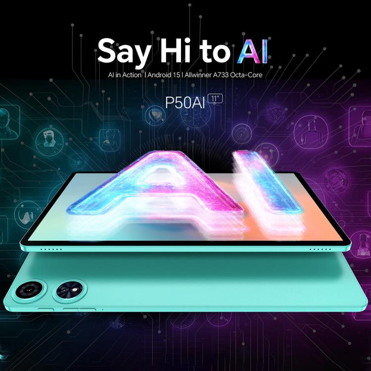 تابلت تيكلاست P50AI واي فاي، 6 جيجابايت + 128 جيجابايت، 11 بوصة، أندرويد 15 Allwinner A733 ثماني النواة مع وحدة معالجة عصبية، P50AI