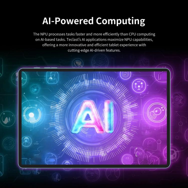 تابلت تيكلاست P50AI واي فاي، 6 جيجابايت + 128 جيجابايت، 11 بوصة، أندرويد 15 Allwinner A733 ثماني النواة مع وحدة معالجة عصبية، P50AI