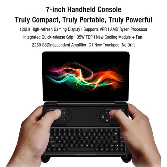 كمبيوتر ألعاب محمول GPD WIN Mini 2025، 32 جيجابايت + 2 تيرابايت، 7 بوصة، نظام التشغيل Windows 11 Home، AMD Ryzen AI 9 HX 370، قابس أمريكي، Ryzen AI9 32 جيجابايت + 2 تيرابايت