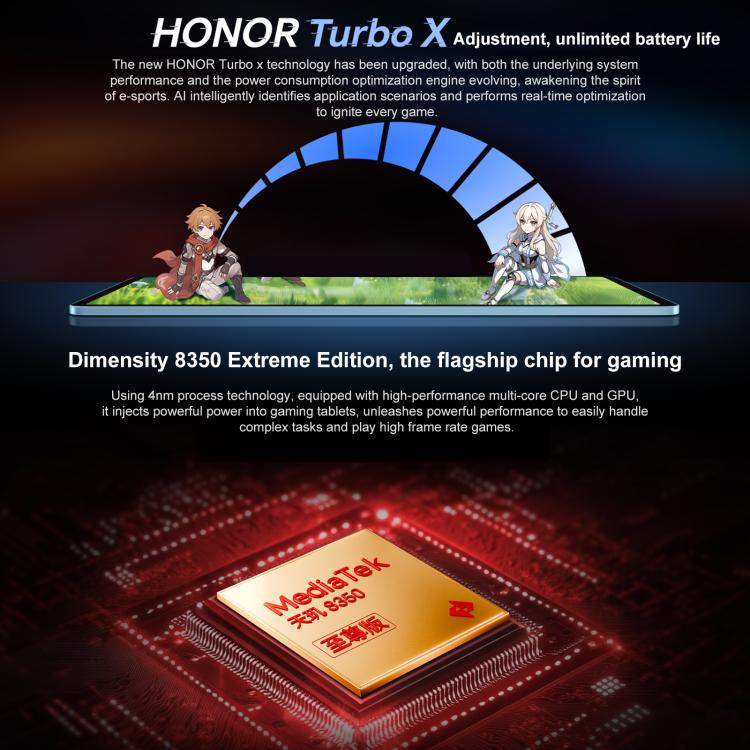 جهاز لوحي Honor Pad GT واي فاي، 11.5 بوصة، 8 جيجابايت + 128 جيجابايت، MagicOS 9.0، Dimensity 8350 Ultra Octa Core، 8 جيجابايت + 128 جيجابايت