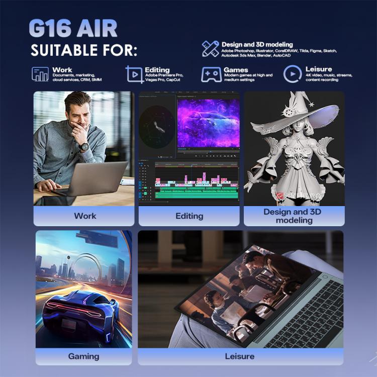 G16 Air 15.6 inch Gaming Laptop, 16GB+512GB, Windows 11 Pro AMD Ryzen 9 4950U Octa Core, US Plug, 16GB+512GB