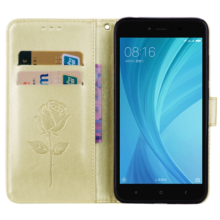 جراب جلدي قابل للطي بنقشة زهور مضغوطة وورود لهاتف Xiaomi Redmi Note 5A Pro / Prime مع حامل وفتحات للبطاقات ومحفظة، لهاتف Xiaomi Redmi Note 5A Pro / Prime