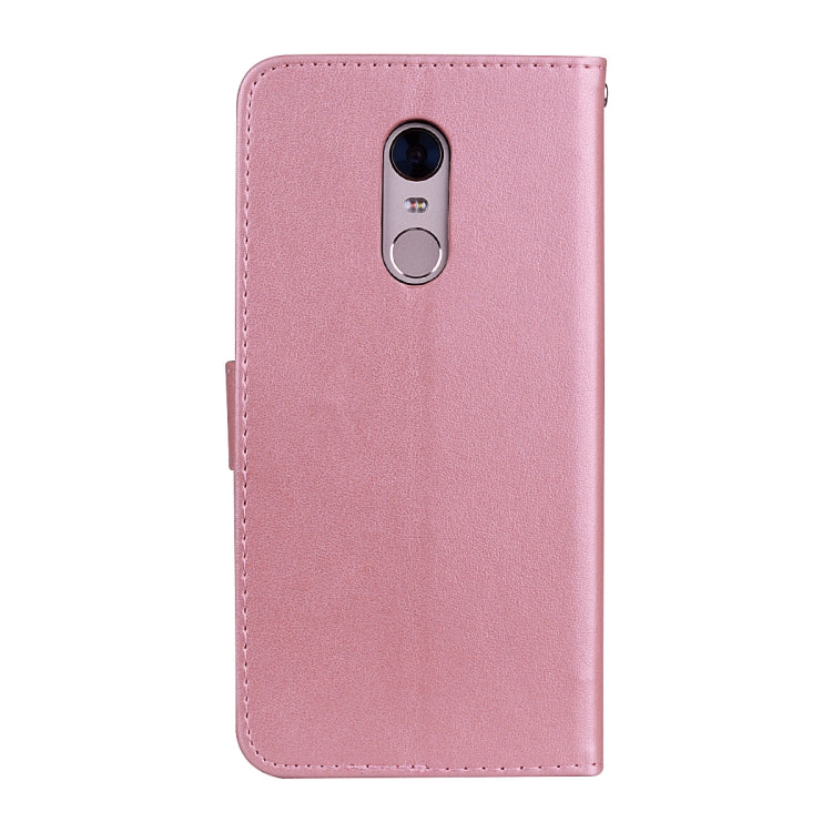 جراب جلدي صديق للبيئة قابل للطي أفقيًا منقوش باللون الوردي لهاتف Xiaomi Redmi 5 Plus مع حامل وفتحات للبطاقات ومحفظة، لهاتف Xiaomi Redmi 5 Plus