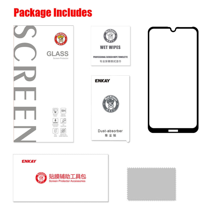 ENKAY Hat-prince Full Glue 0.26mm 9H 2.5D Full Screen Tempered Glass Film For Huawei Enjoy 9, For Huawei Enjoy 9 (1 PC)