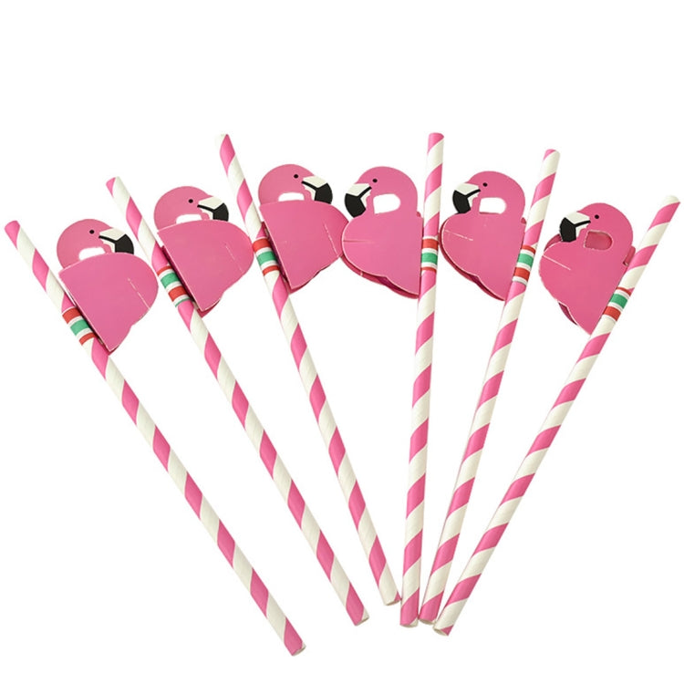50 PCS 3D Flamingo Jungle Paper Straws Party Decorations Cocktail Straw (Pink), Cocktail Straw (Flamingo Pink)
