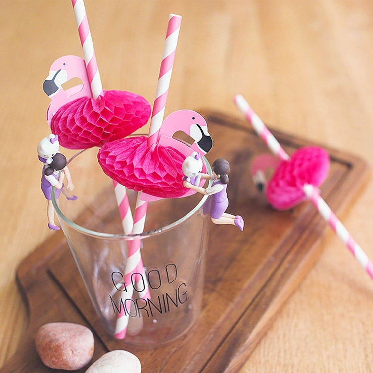50 PCS 3D Flamingo Jungle Paper Straws Party Decorations Cocktail Straw (Pink), Cocktail Straw (Flamingo Pink)