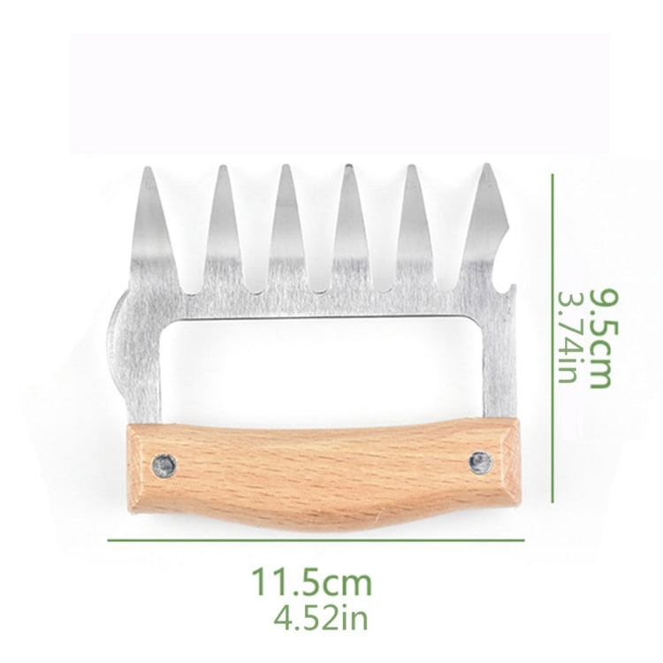 2 PCS Bear Claw Shaped stainless steel Barbecue Fork Chicken Shredded Wooden Handle Anti-skid Creative Kitchen Fork Claw Meat Claw Splitter with, Meat Claw Splitter(Redwood), Meat Claw Splitter(Wood color)