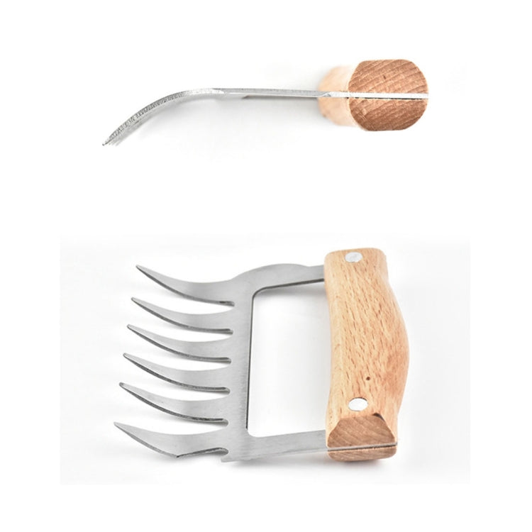 2 PCS Bear Claw Shaped stainless steel Barbecue Fork Chicken Shredded Wooden Handle Anti-skid Creative Kitchen Fork Claw Meat Claw Splitter with, Meat Claw Splitter(Redwood), Meat Claw Splitter(Wood color)