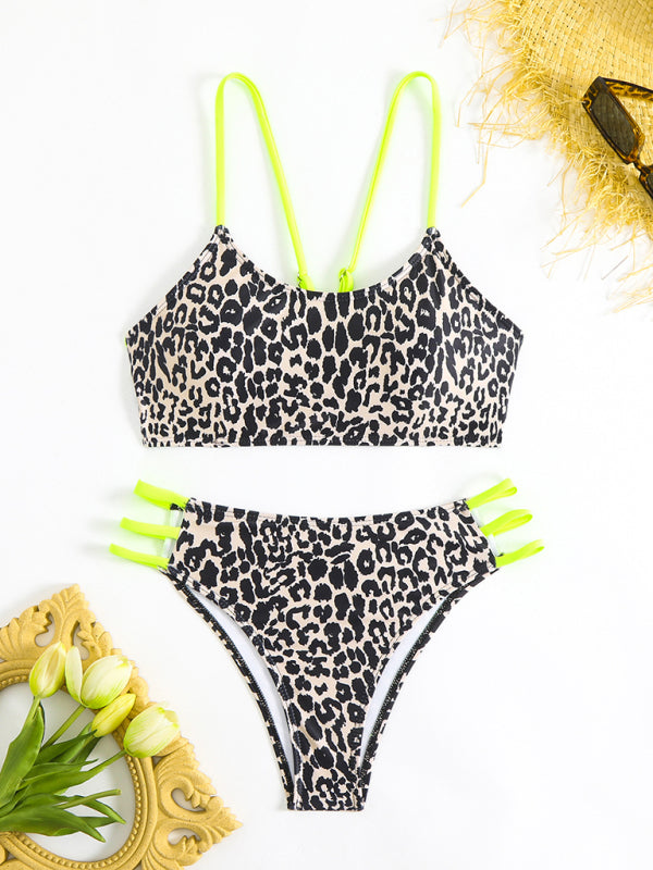 Leopard print two piece sexy swimsuit