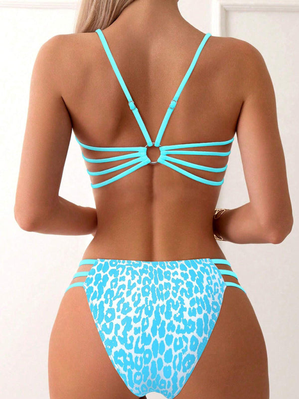 Leopard print two piece sexy swimsuit