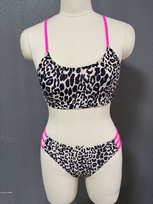 Leopard print two piece sexy swimsuit