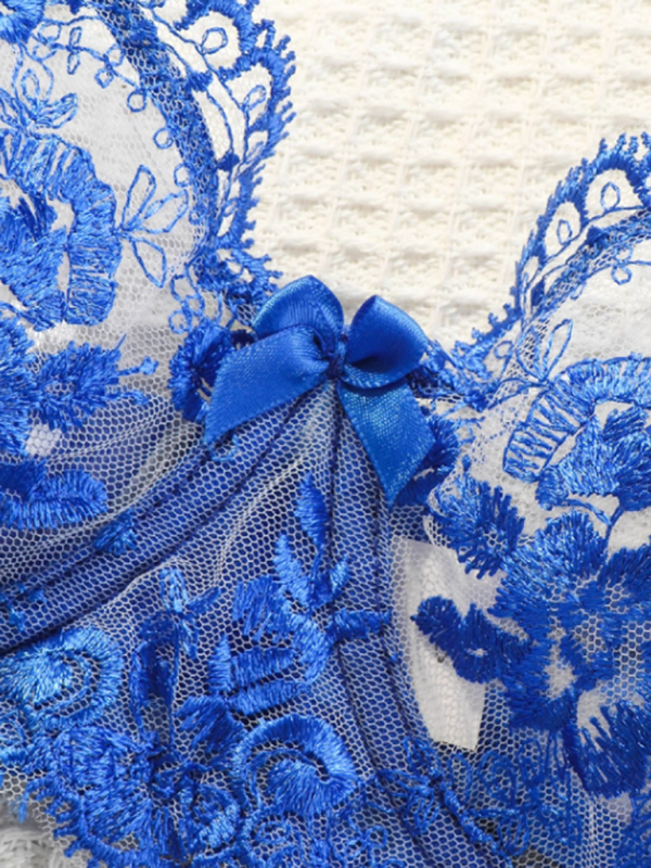 Mesh embroidery hollow flower perspective temptation sexy lingerie fun set