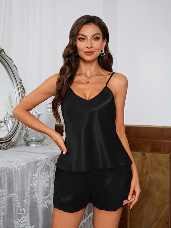 Suspender lace shorts thin pajamas set