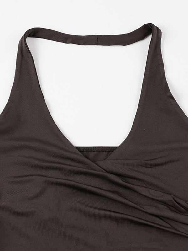 Sexy V-neck cross vest sports casual shorts set