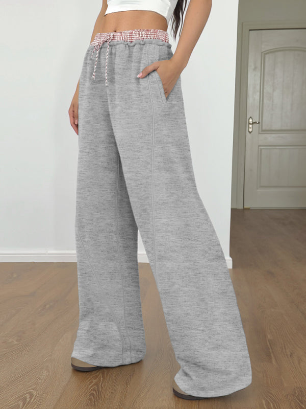 New contrast color stitching straight trousers casual pants