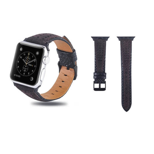 Round Hole Top-grain Leather Wrist Watch Band for Apple Watch Series 7 41mm / 6 & SE & 5 & 4 40mm / 3 & 2 & 1 38mm, For Apple Watch Series 7 41mm / 6 & SE & 5 & 4 40mm / 3 & 2 & 1 38mm