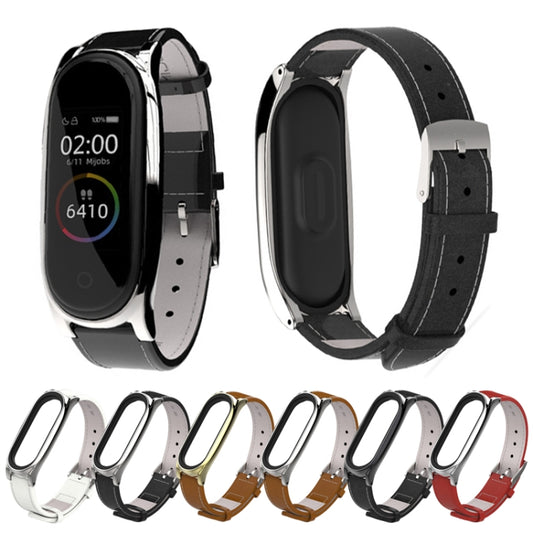 سوار ساعة Mijobs المصنوع من الجلد المحبب عالي الجودة مع حافظة مغناطيسية بدون براغي لساعة Xiaomi Mi Band 3 و4 و5 و6، بدون حامل، CA0139A، CA0139B، CA0139C، CA0139D، CA0139E، CA0139F، CA0139G
