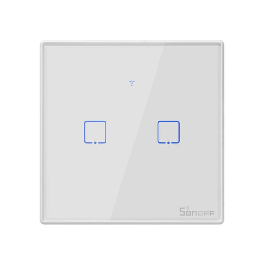 مفتاح حائط Sonoff T2 Touch 86 مم مع لوحة زجاجية مقواة للمنزل الذكي، مفتاح إضاءة يعمل باللمس، متوافق مع Alexa وGoogle Home، تيار متردد 100 فولت - 240 فولت، قابس المملكة المتحدة، 86 مم/2 قابس المملكة المتحدة