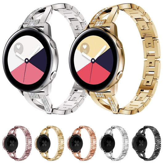 سوار معصم من الفولاذ المقاوم للصدأ على شكل حرف X لساعة Galaxy Watch Active مقاس 20 مم