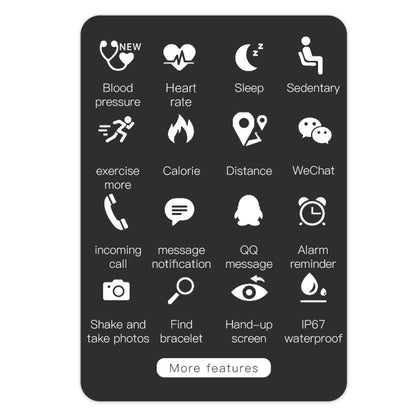 سوار ذكي KY108 مقاس 1.3 بوصة بدقة 240 × 240 مقاوم للماء IP67، يدعم تذكير المكالمات / مراقبة معدل ضربات القلب / مراقبة النوم / مراقبة ضغط الدم / مراقبة الأكسجين في الدم