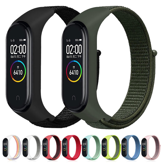 سوار ساعة ذكية من النايلون المنسوج لساعة Xiaomi Mi Band 3 / 4