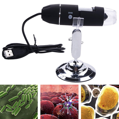 مجهر رقمي بمستشعر صورة 0.3 ميجابكسل ومكبر 1000X مزود بمنفذ USB و8 مصابيح LED وحامل احترافي