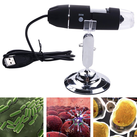 مجهر رقمي بمستشعر صورة 0.3 ميجابكسل ومكبر 1000X مزود بمنفذ USB و8 مصابيح LED وحامل احترافي