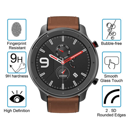 واقي شاشة من الزجاج المقوى 2.5D 9H لهاتف Amazfit GTR 47 مم 0.26 مم، لهاتف Amazfit GTR 47 مم