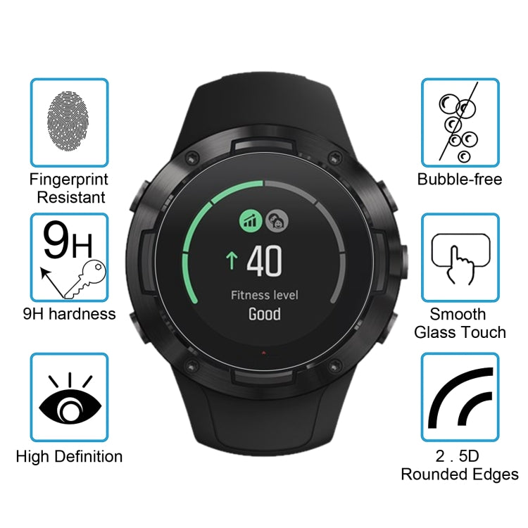 واقي شاشة من الزجاج المقوى 2.5D 9H بسمك 0.26 مم لساعة Suunto 5، لساعة Suunto 5