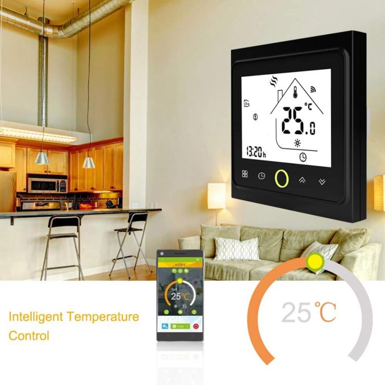 منظم حرارة إلكتروني للغرفة مزود بشاشة LCD رقمية للتدفئة BHT-002GBLW 16A مع مستشعر وشاشة عرض للوقت، وتحكم عبر واي فاي، BHT-002GBLW 16A (أسود) نوع التدفئة الإلكترونية، BHT-002GBLW 16A (أبيض) نوع التدفئة الإلكترونية