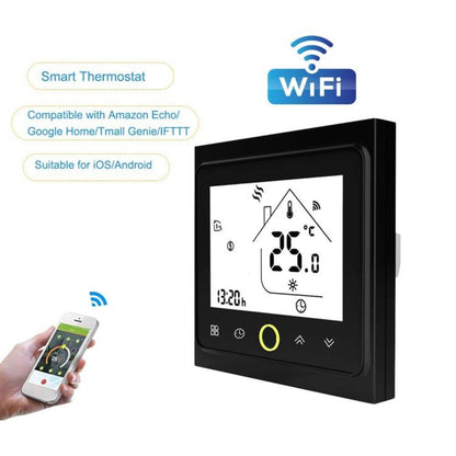 ترموستات غرفة تدفئة رقمية بشاشة LCD من نوع غلاية الماء/الغاز BHT-002GCLW 3A مع شاشة عرض للوقت، وتحكم عبر واي فاي، BHT-002GBLW 3A (أسود) نوع غلاية الغاز، BHT-002GBLW 3A (أبيض) نوع غلاية الغاز