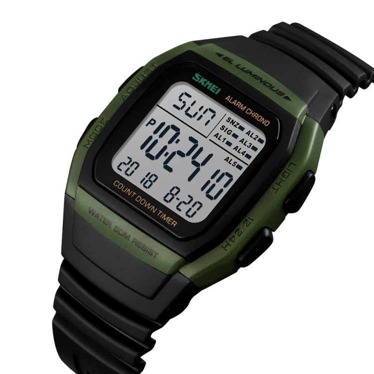 SKMEI 1278 Fashionable Outdoor 50m Waterproof Digital Watch Student Sports Wrist Watch Support 5 Group Alarm Clocks